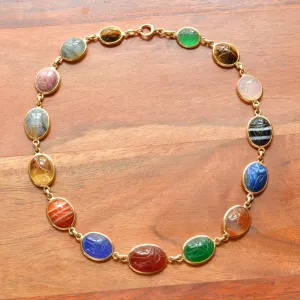 Gemstone Scarab and Gold Necklace