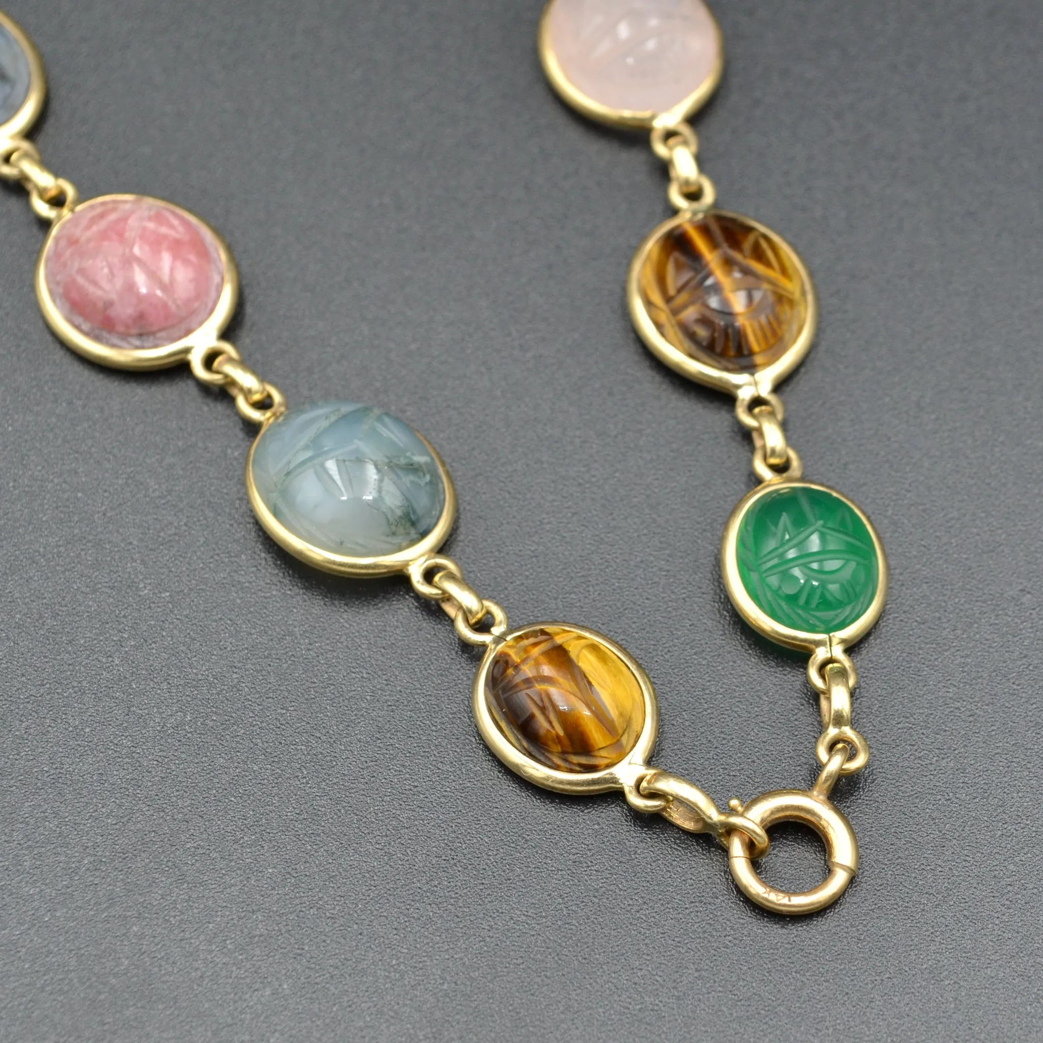 Gemstone Scarab and Gold Necklace