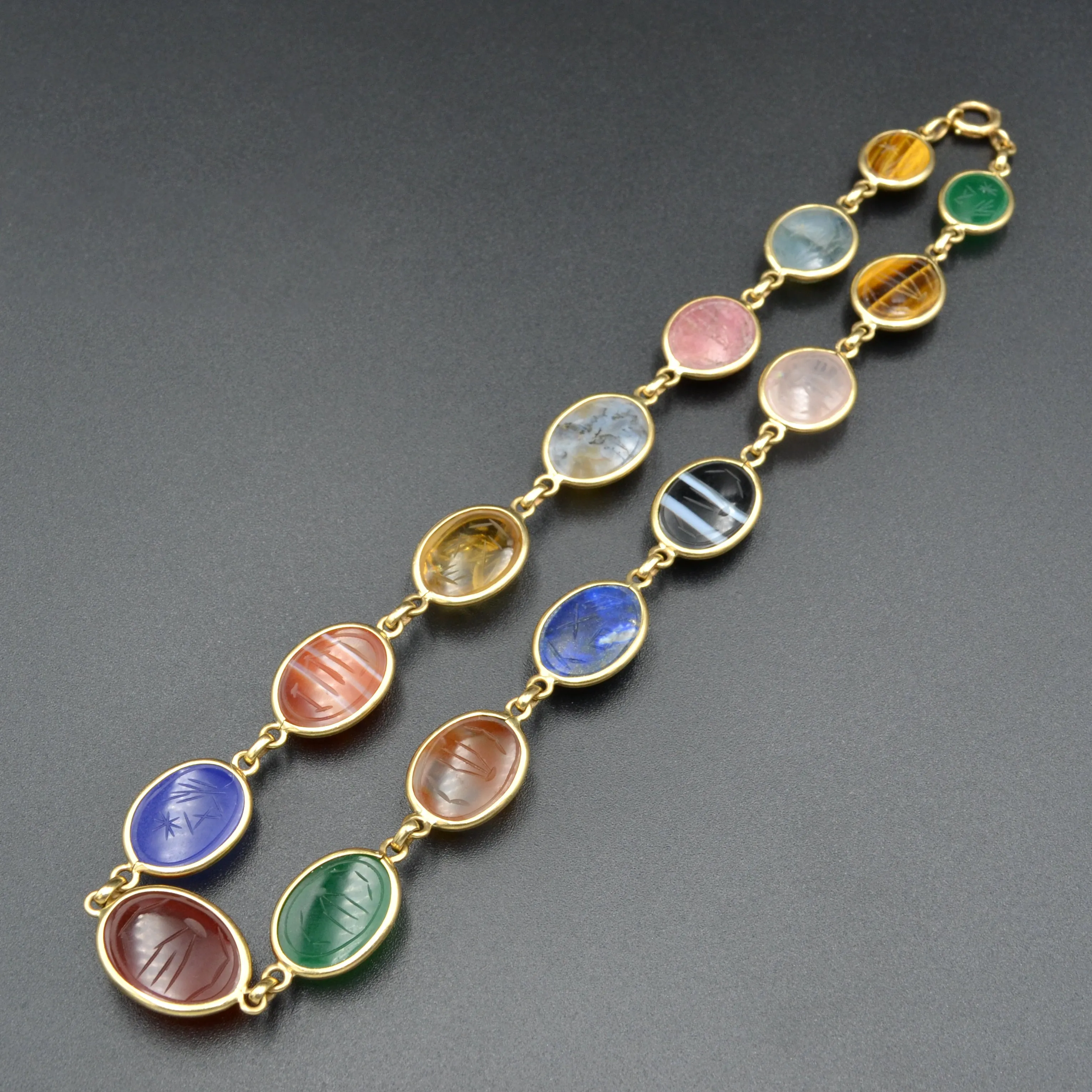 Gemstone Scarab and Gold Necklace