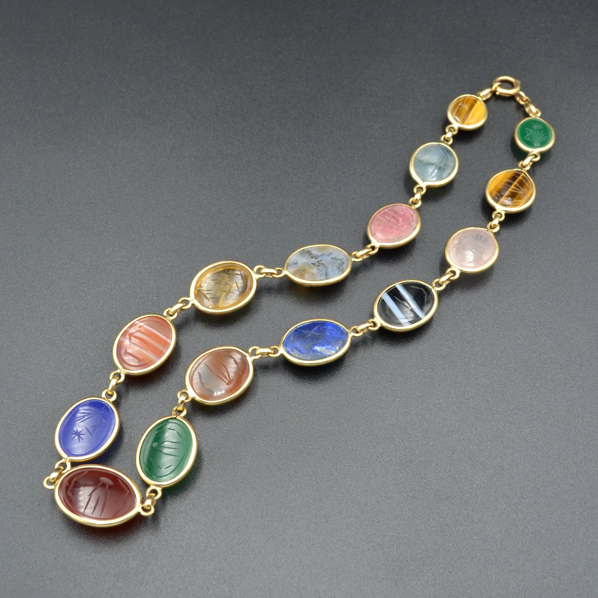 Gemstone Scarab and Gold Necklace