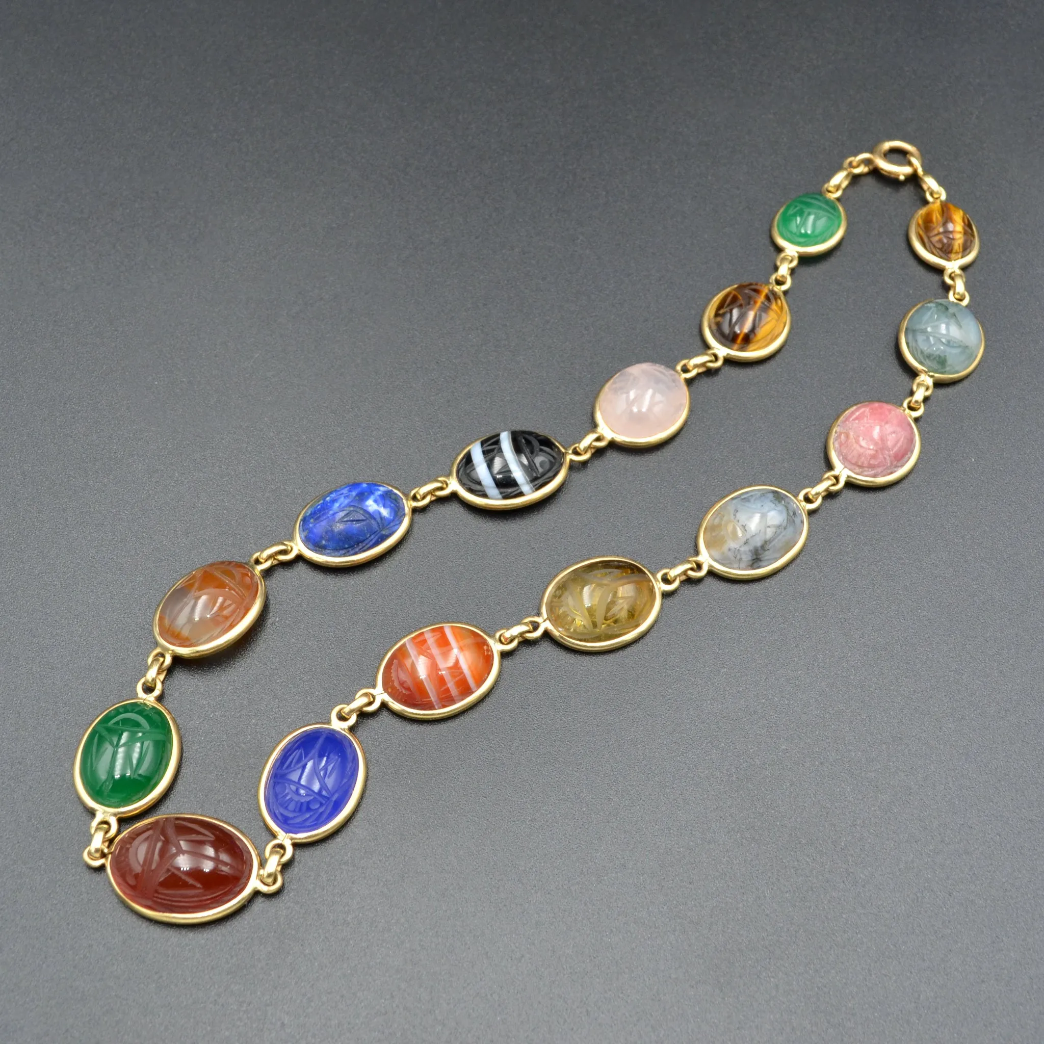 Gemstone Scarab and Gold Necklace