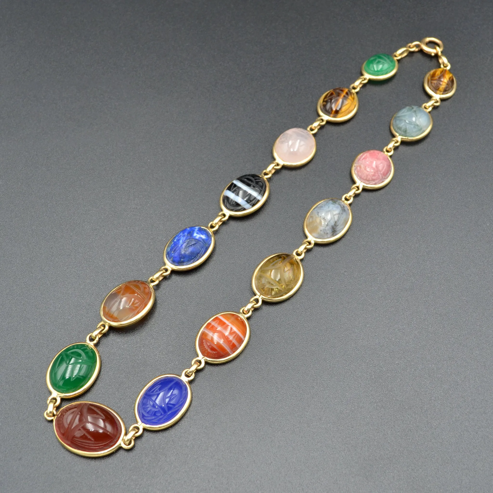Gemstone Scarab and Gold Necklace