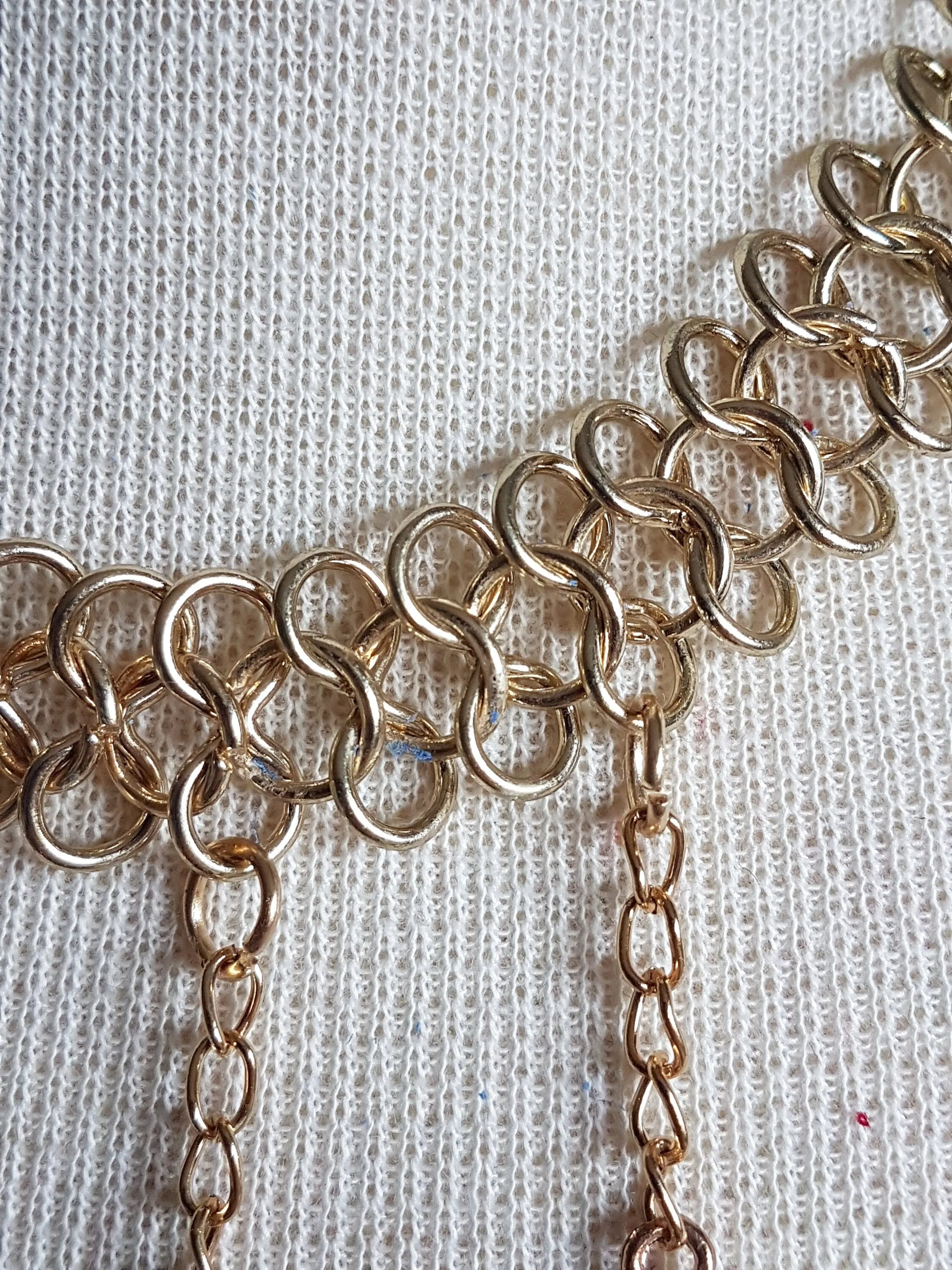 Gold Chain Dangle Blue Opal Necklace