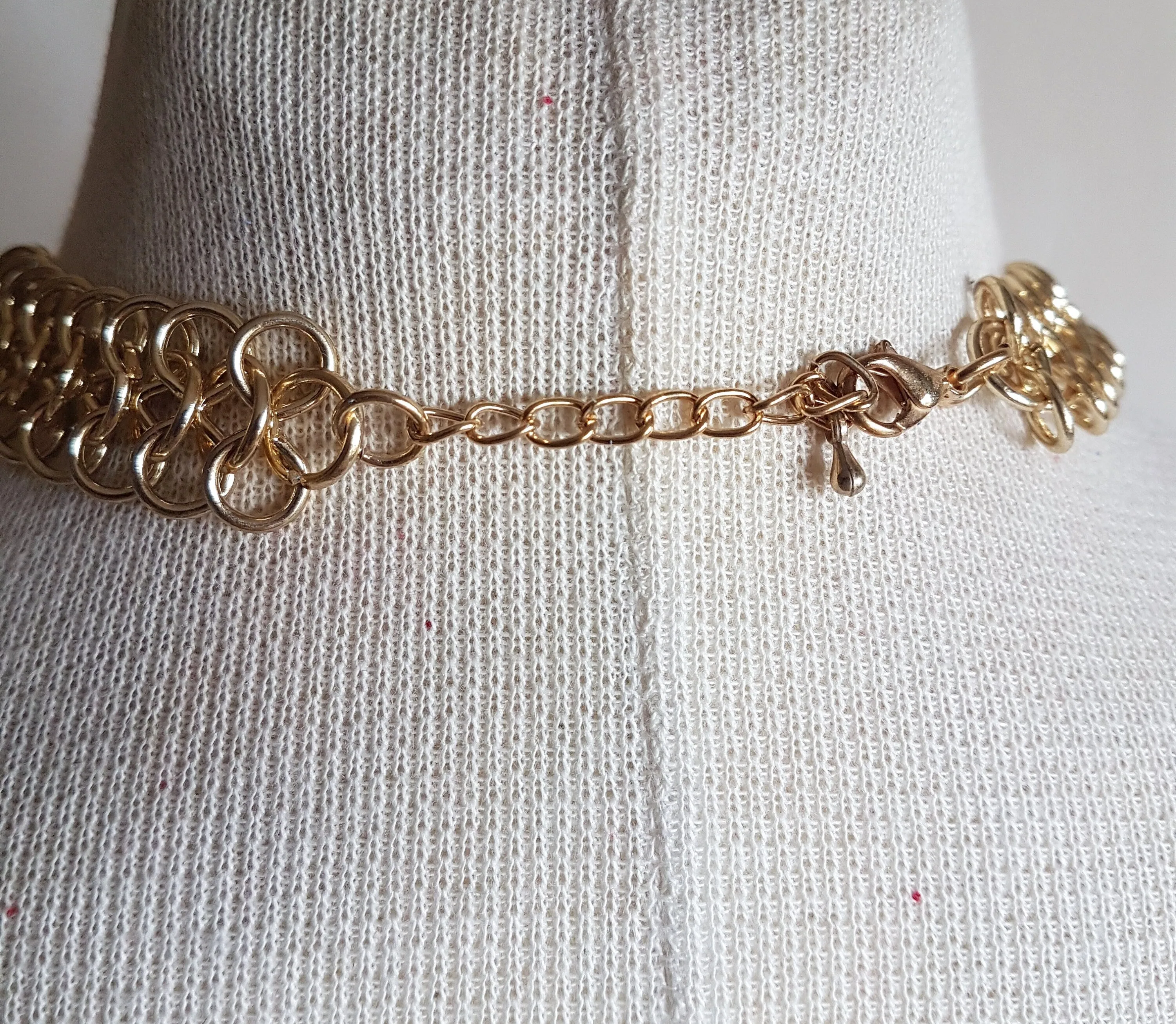 Gold Chain Dangle Blue Opal Necklace
