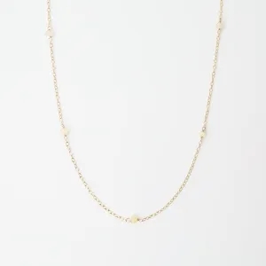 Gold Filled Chain with 5 Opal Gemstone Station Necklace