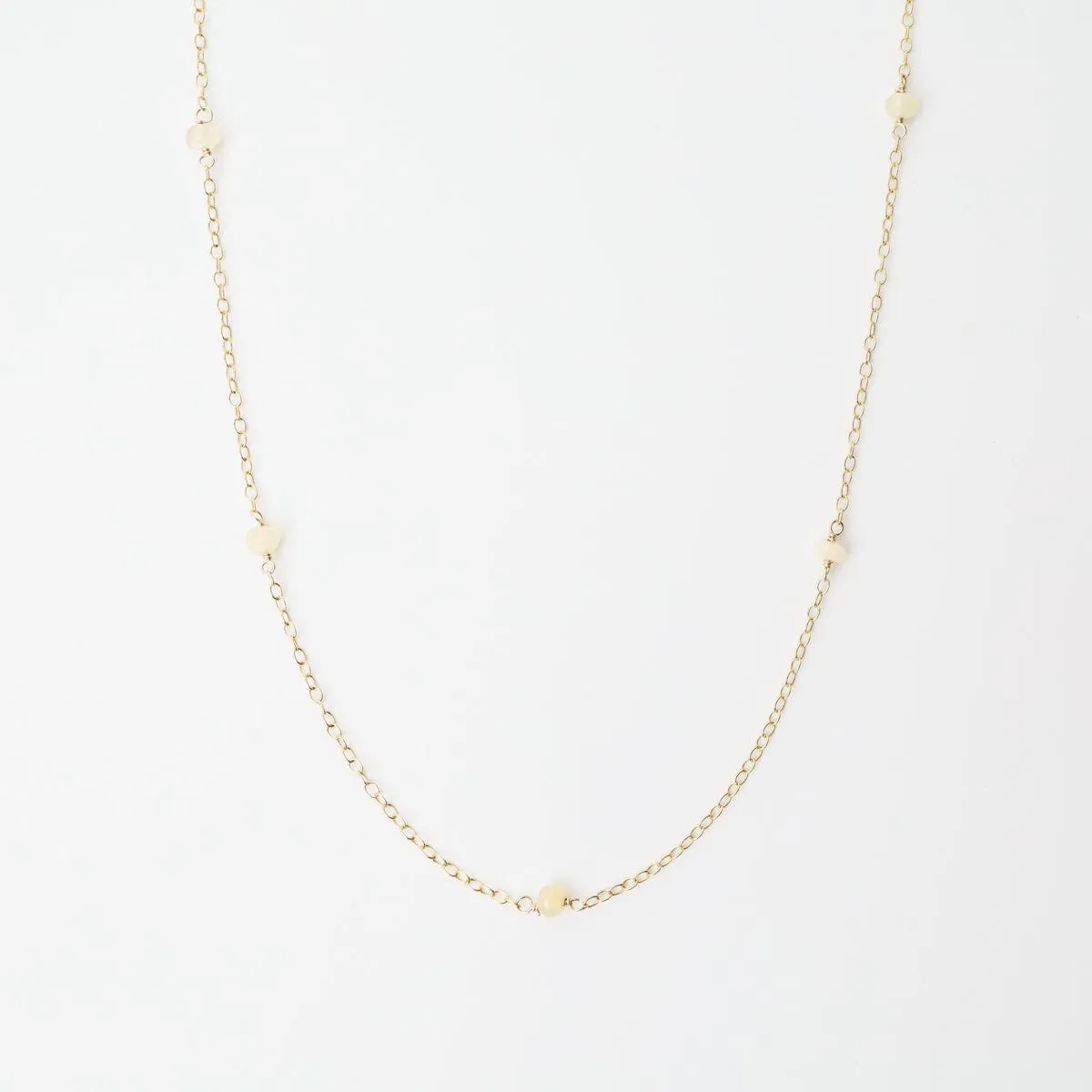 Gold Filled Chain with 5 Opal Gemstone Station Necklace