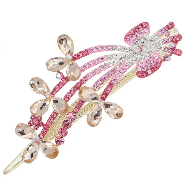 Gold Finish Rhinestone Butterfly Hinged Hair Claw Clip