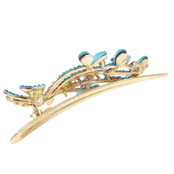 Gold Finish Rhinestone Butterfly Hinged Hair Claw Clip