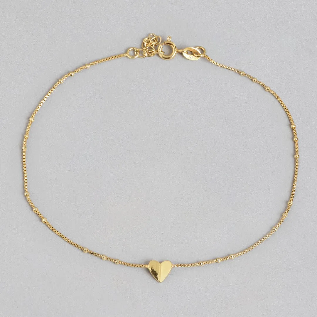 Golden Heartstrings 925 Sterling Silver Gold-Plated Chain Anklet