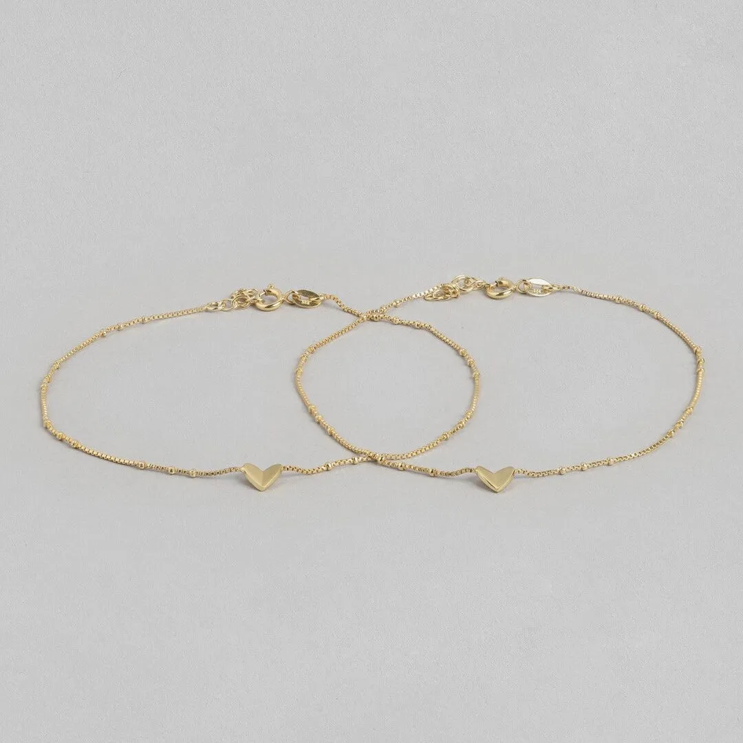 Golden Heartstrings 925 Sterling Silver Gold-Plated Chain Anklet