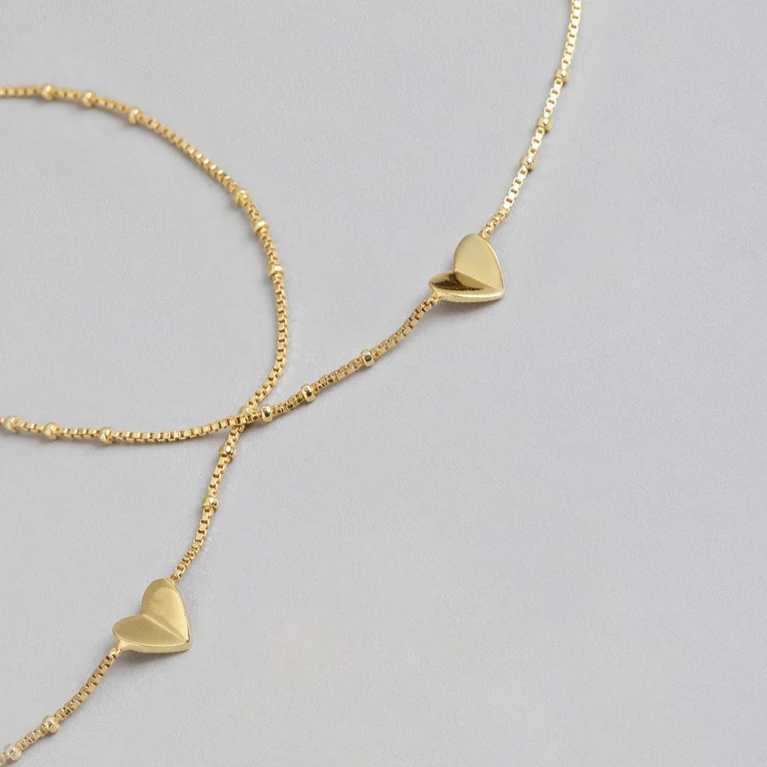 Golden Heartstrings 925 Sterling Silver Gold-Plated Chain Anklet