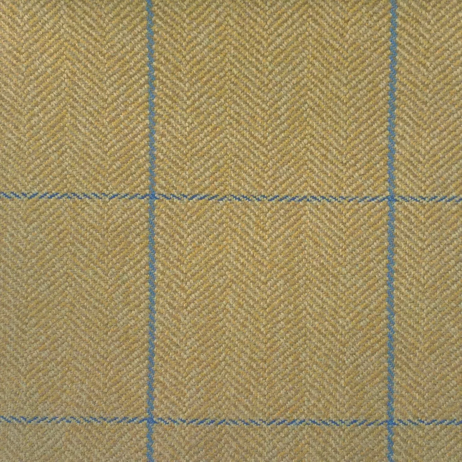 Golden Sand Herringbone With Navy Blue Check Country Tweed Jacketing