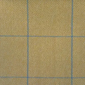 Golden Sand Herringbone With Navy Blue Check Country Tweed Jacketing