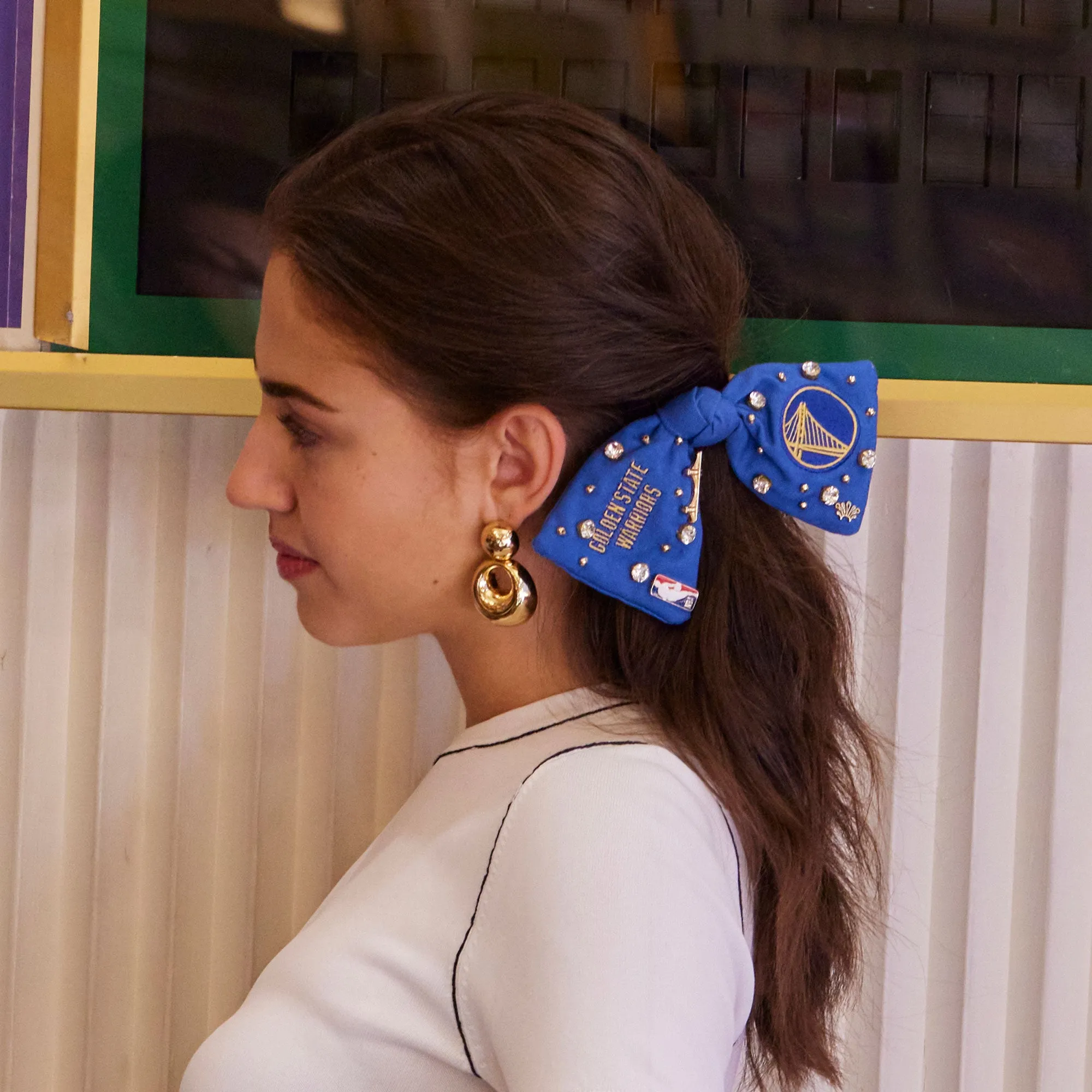 GOLDEN STATE WARRIORS LELE SADOUGHI / NBA NAVY BOW BARRETTE