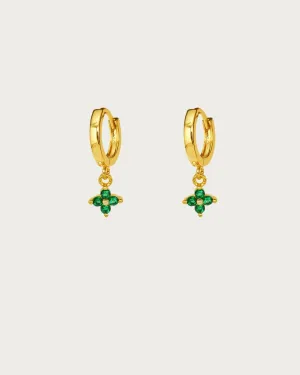Green Clover Hoop Earrings