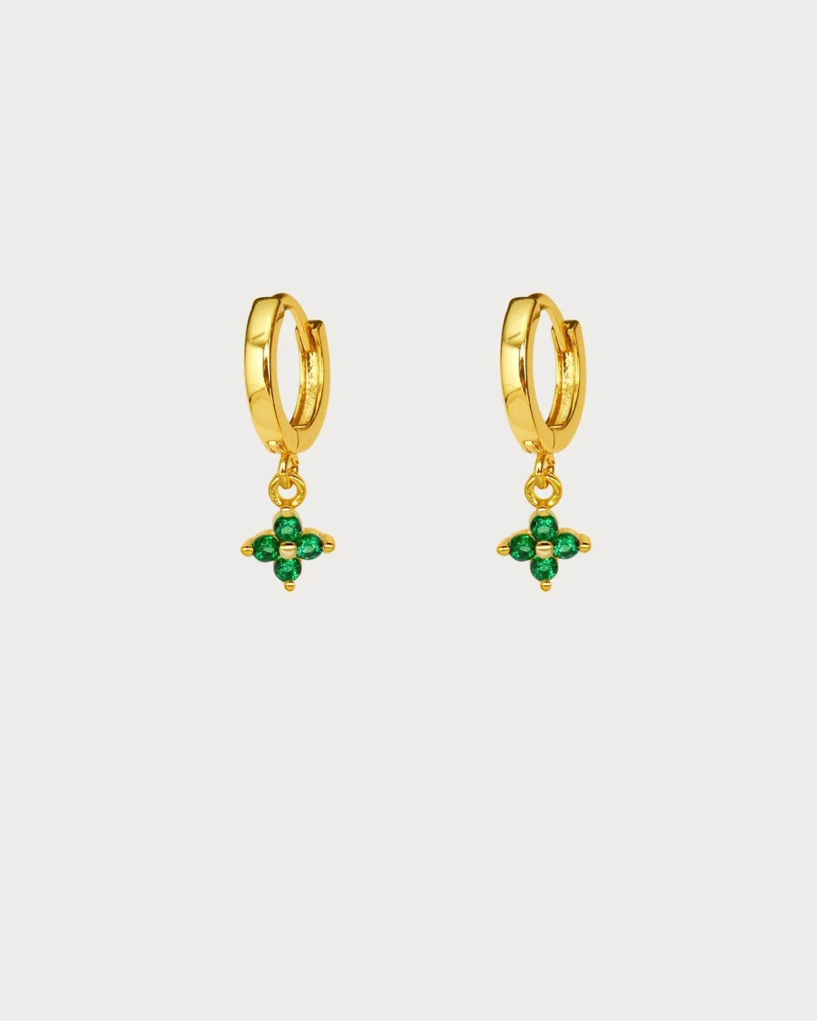 Green Clover Hoop Earrings
