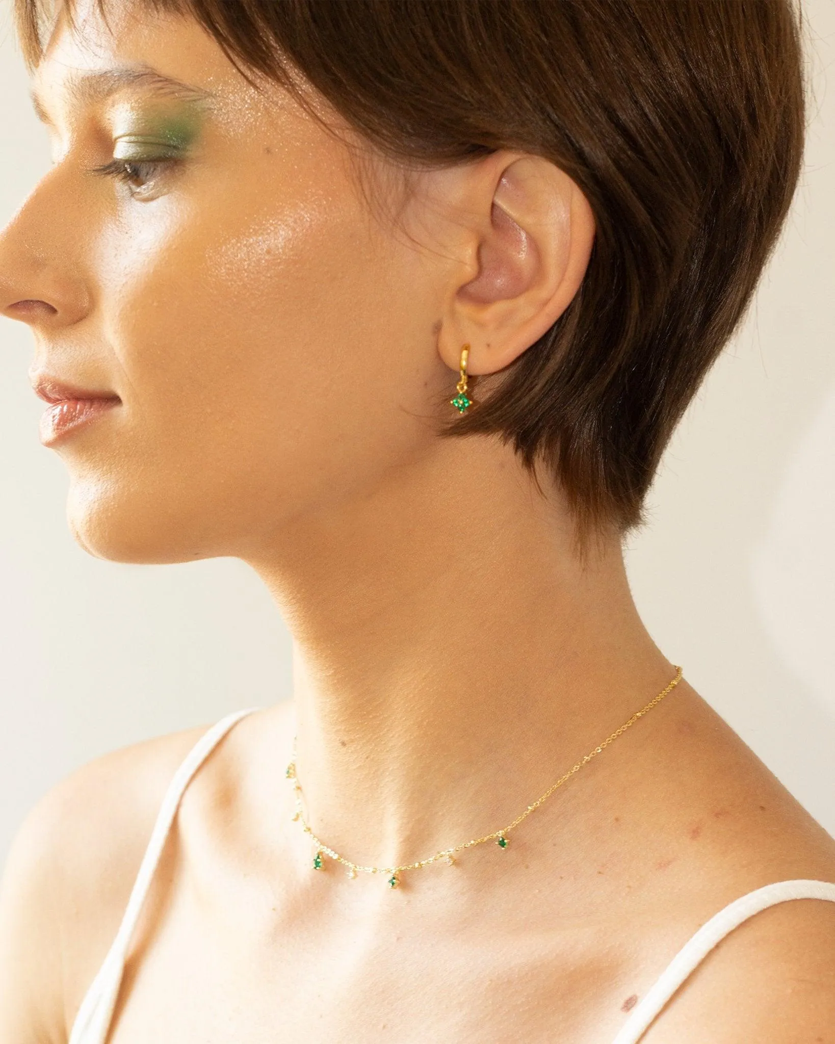 Green Clover Hoop Earrings