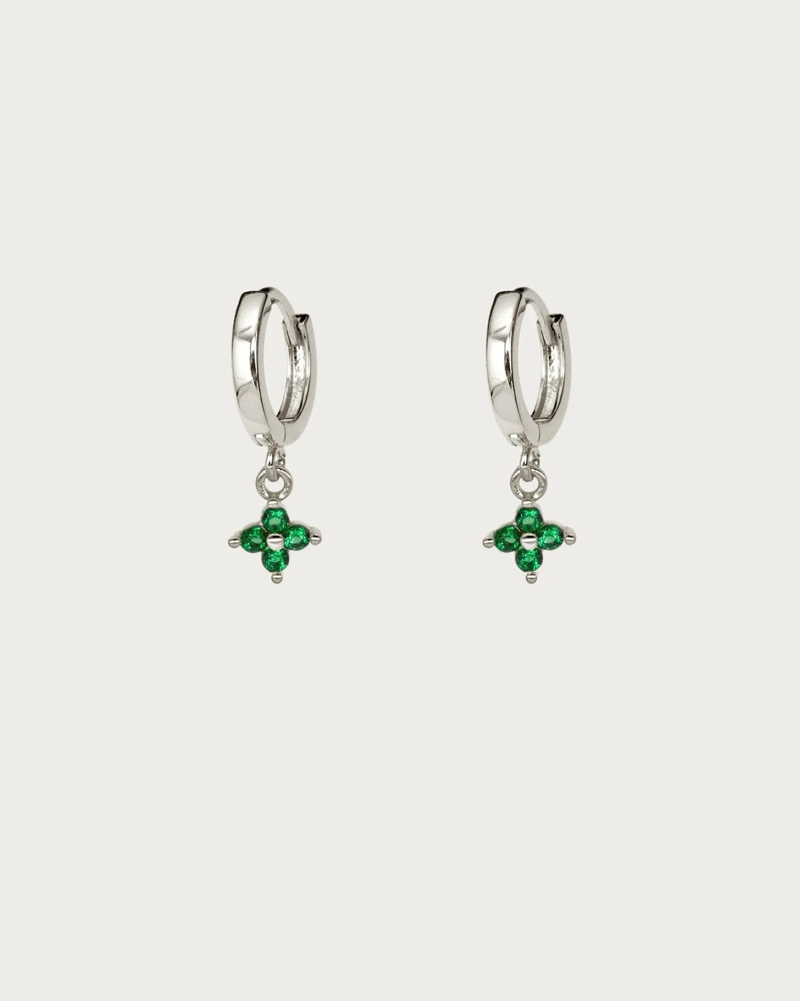 Green Clover Hoop Earrings