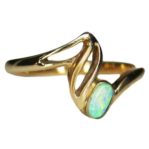Green Pink Boulder Opal 9k Ring