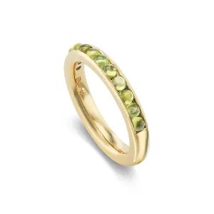 Half-Channel Band with Semi-Precious Cabochons - Peridot