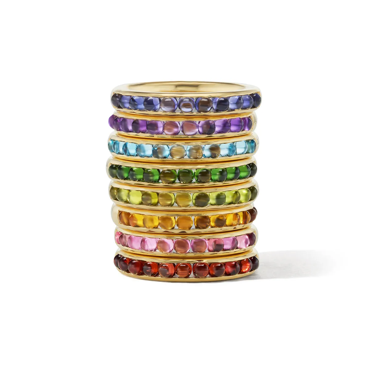 Half-Channel Band with Semi-Precious Cabochons - Peridot