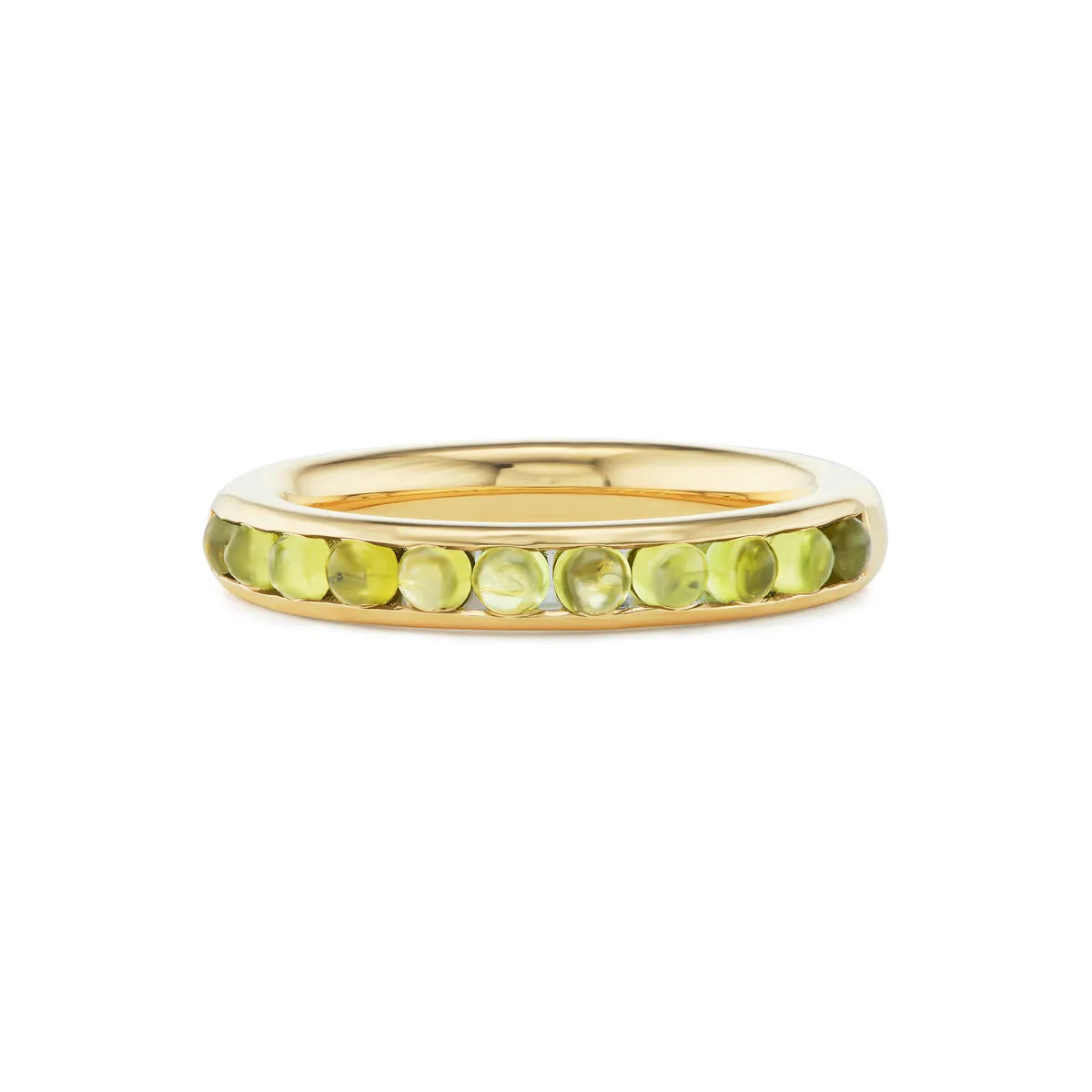 Half-Channel Band with Semi-Precious Cabochons - Peridot