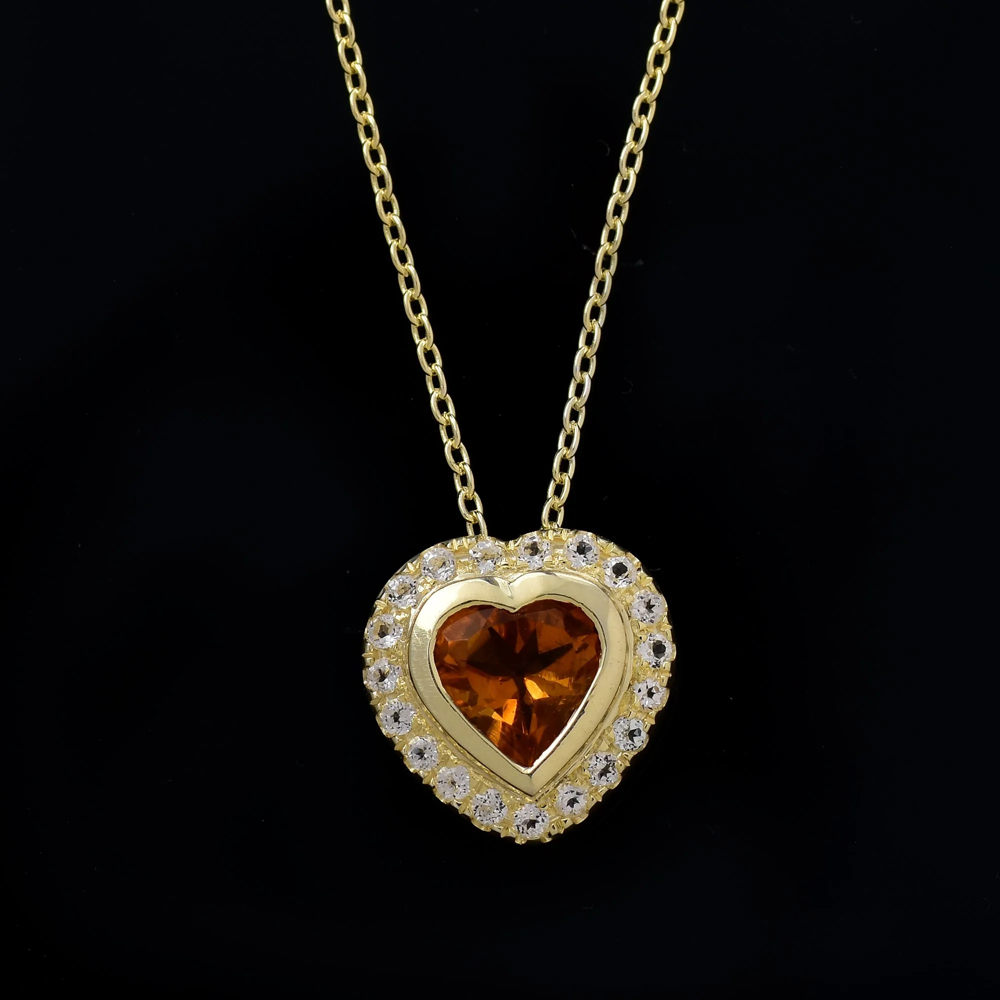 Halo Heart Citrine Necklace
