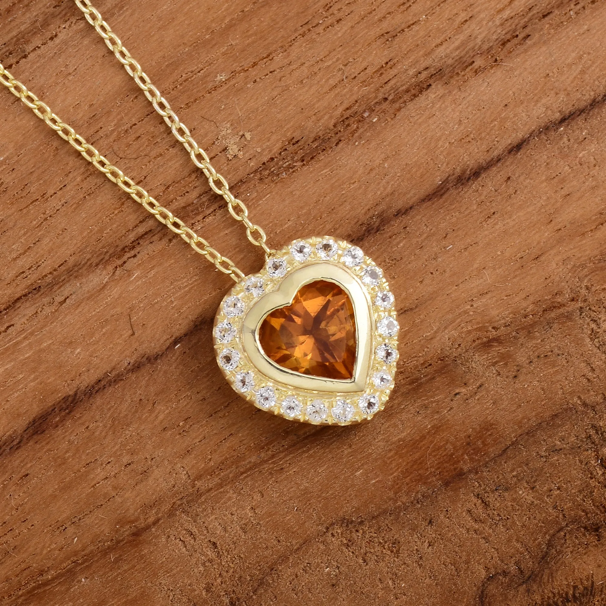 Halo Heart Citrine Necklace