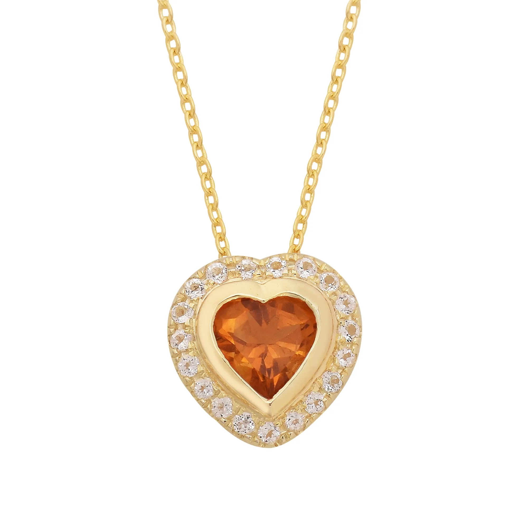 Halo Heart Citrine Necklace
