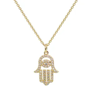 Hamsa Hand Necklace With Crystals
