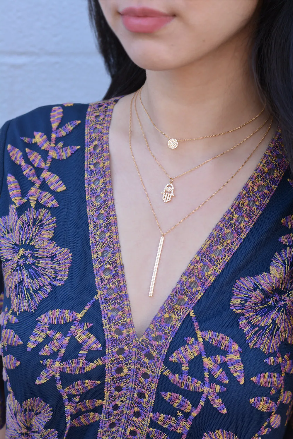 Hamsa Hand Necklace With Crystals