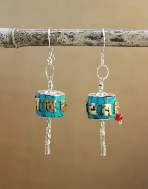 Handmade Prayer Wheel Earrings