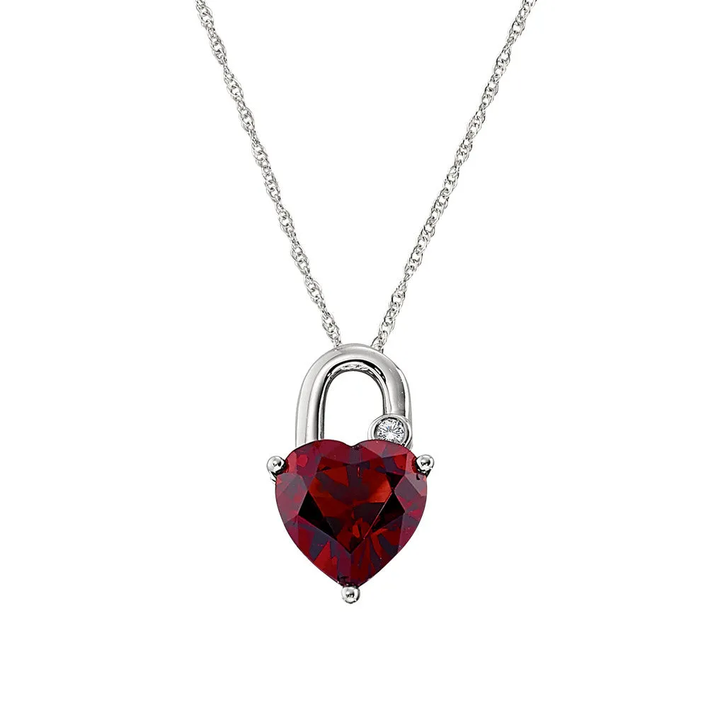 Heart Shaped Garnet and Diamond Pendant