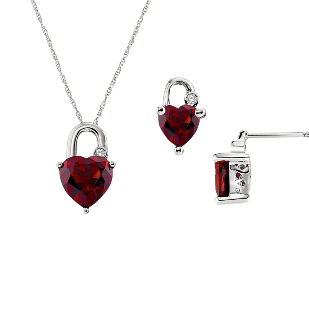 Heart Shaped Garnet and Diamond Pendant