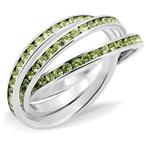 High-Polished 925 Sterling Silver Ring with Top Grade Crystal in Peridot for Women Style 35120