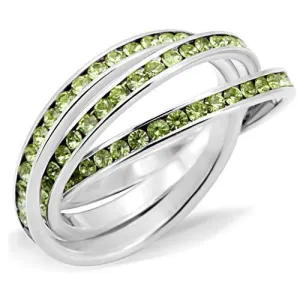 High-Polished 925 Sterling Silver Ring with Top Grade Crystal in Peridot for Women Style 35120
