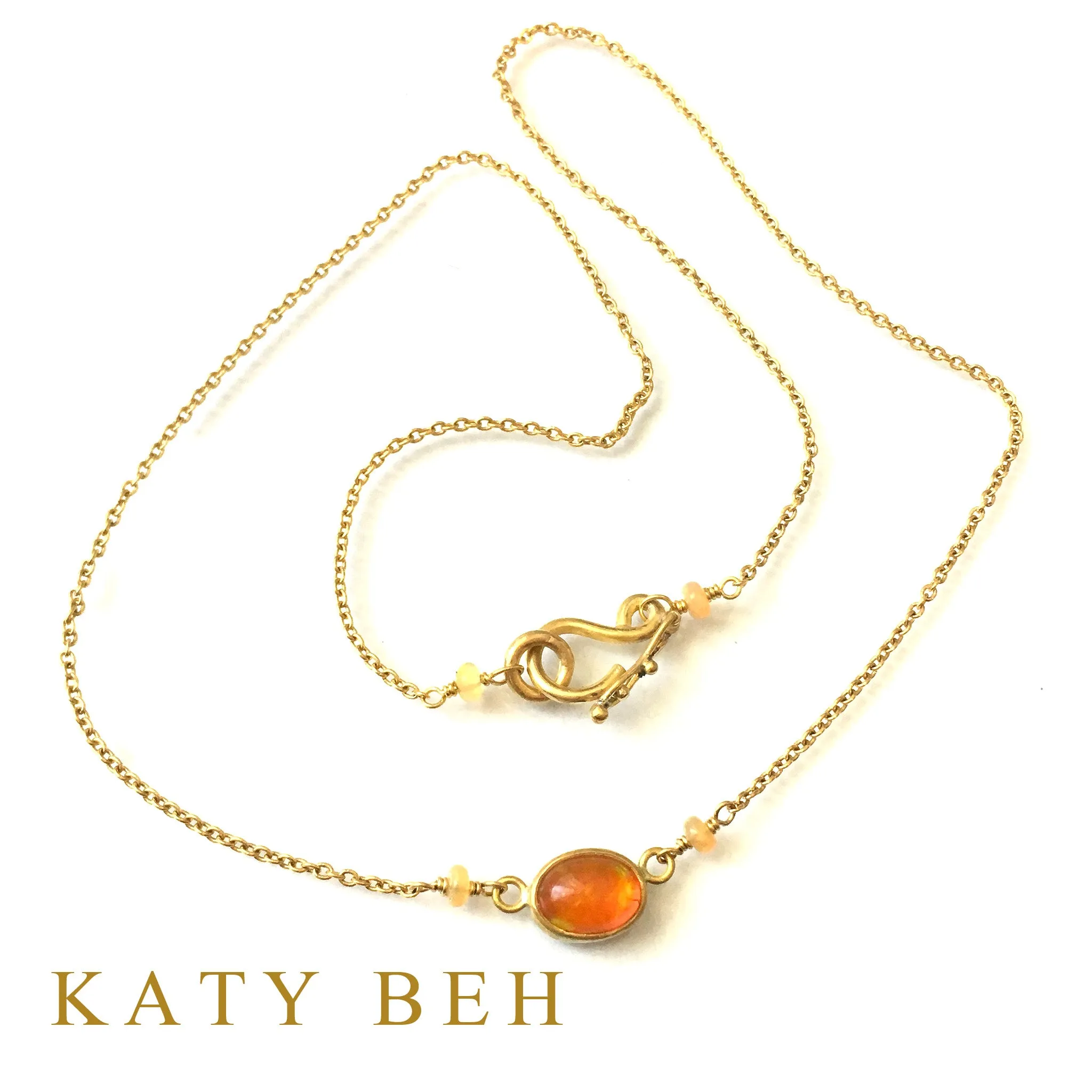 Honey Fire Welo Opal Necklace