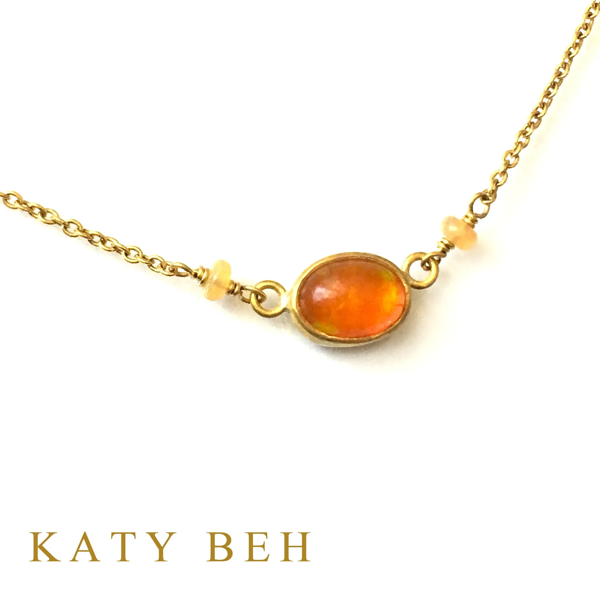 Honey Fire Welo Opal Necklace