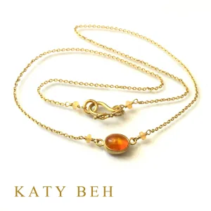 Honey Fire Welo Opal Necklace