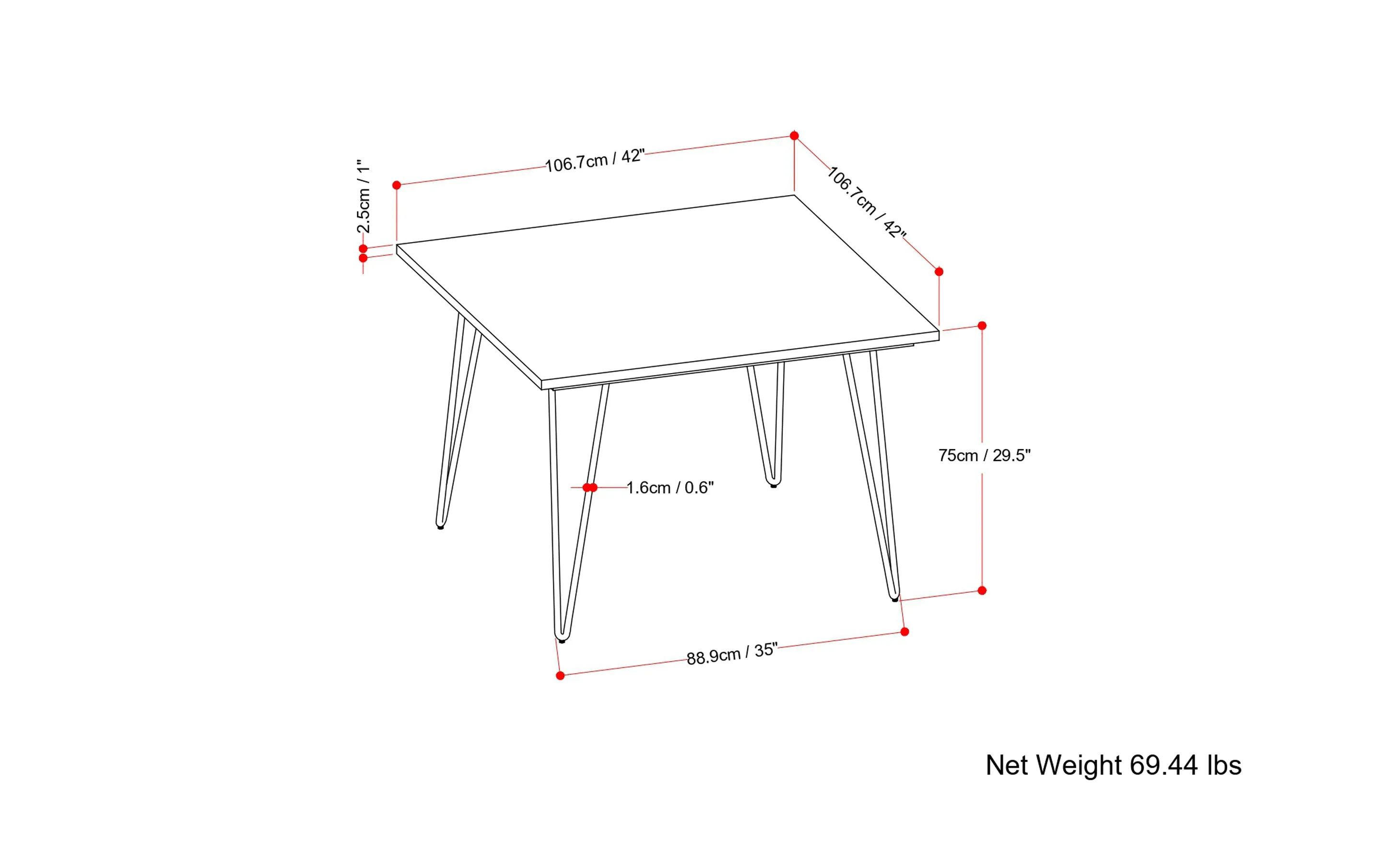 Hunter 42 inch Square Dining Table in Mango