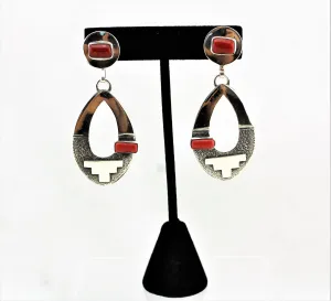 Jack Tom Sterling Oval Coral Earrings
