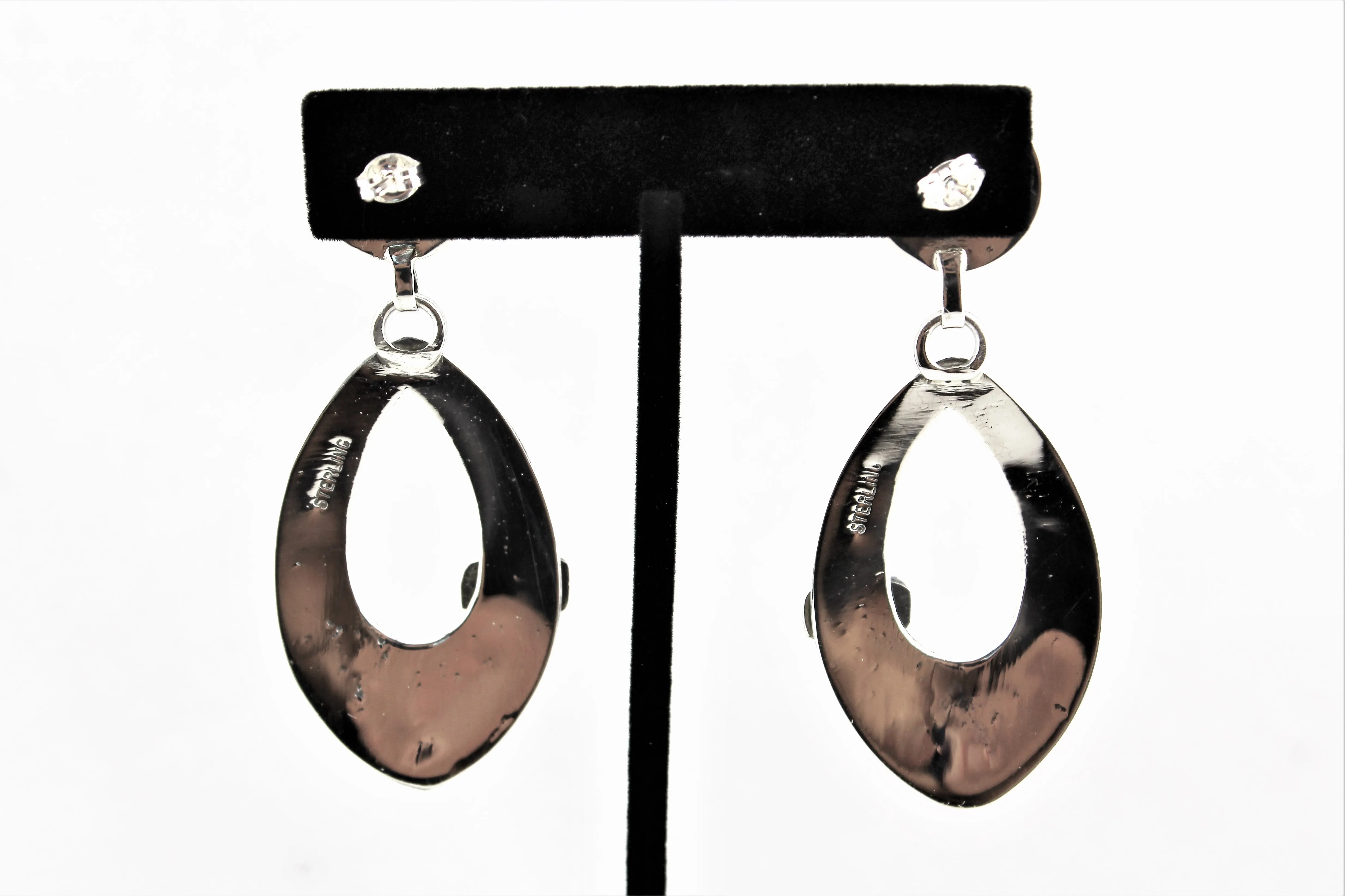 Jack Tom Sterling Oval Coral Earrings