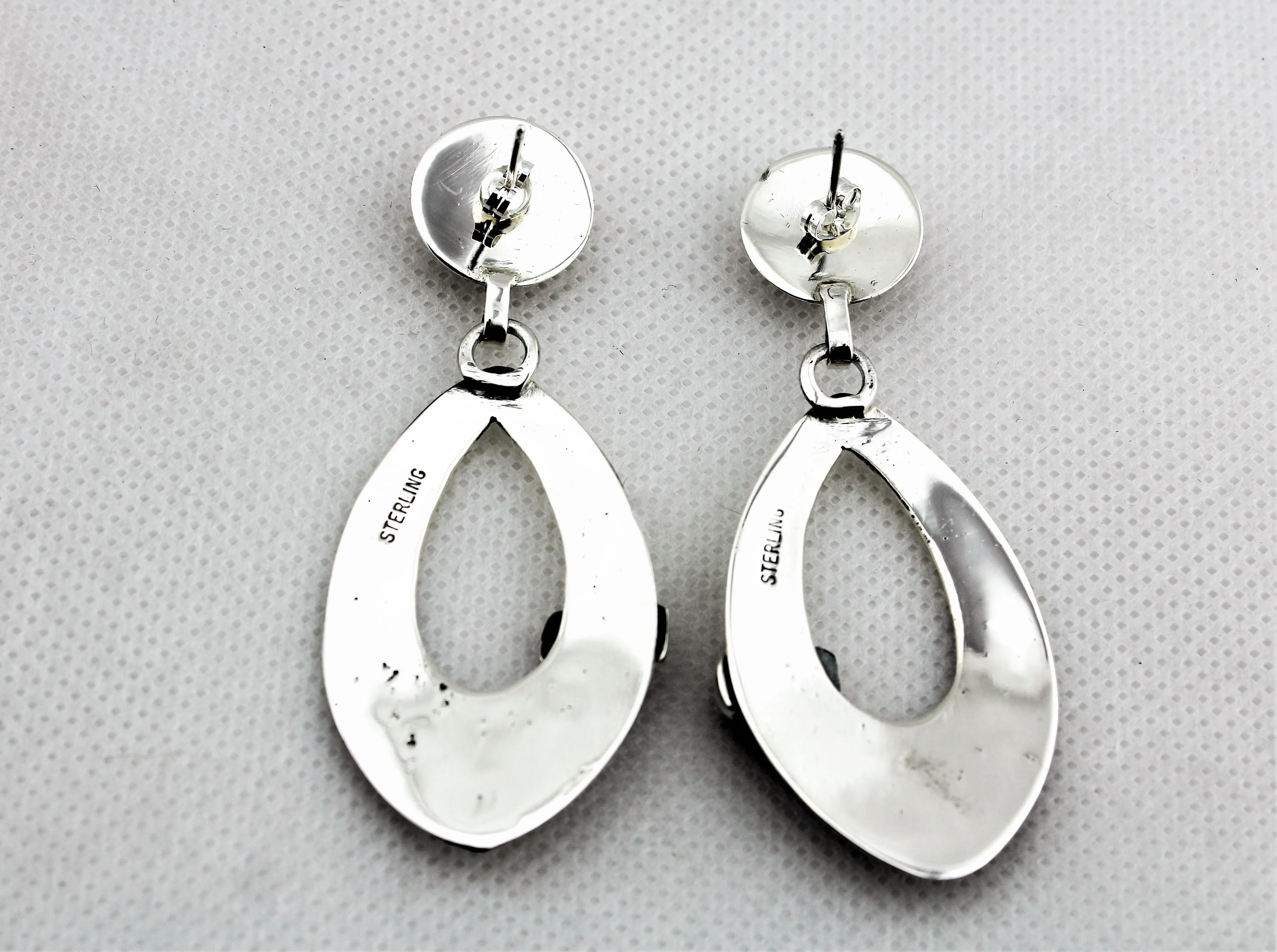 Jack Tom Sterling Oval Coral Earrings