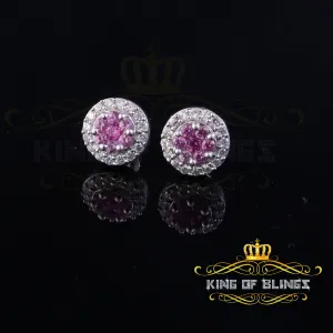 King of Blings- 925 White Starling Silver 0.90ct Cubic Zirconia Women's & Men's Round Earrings