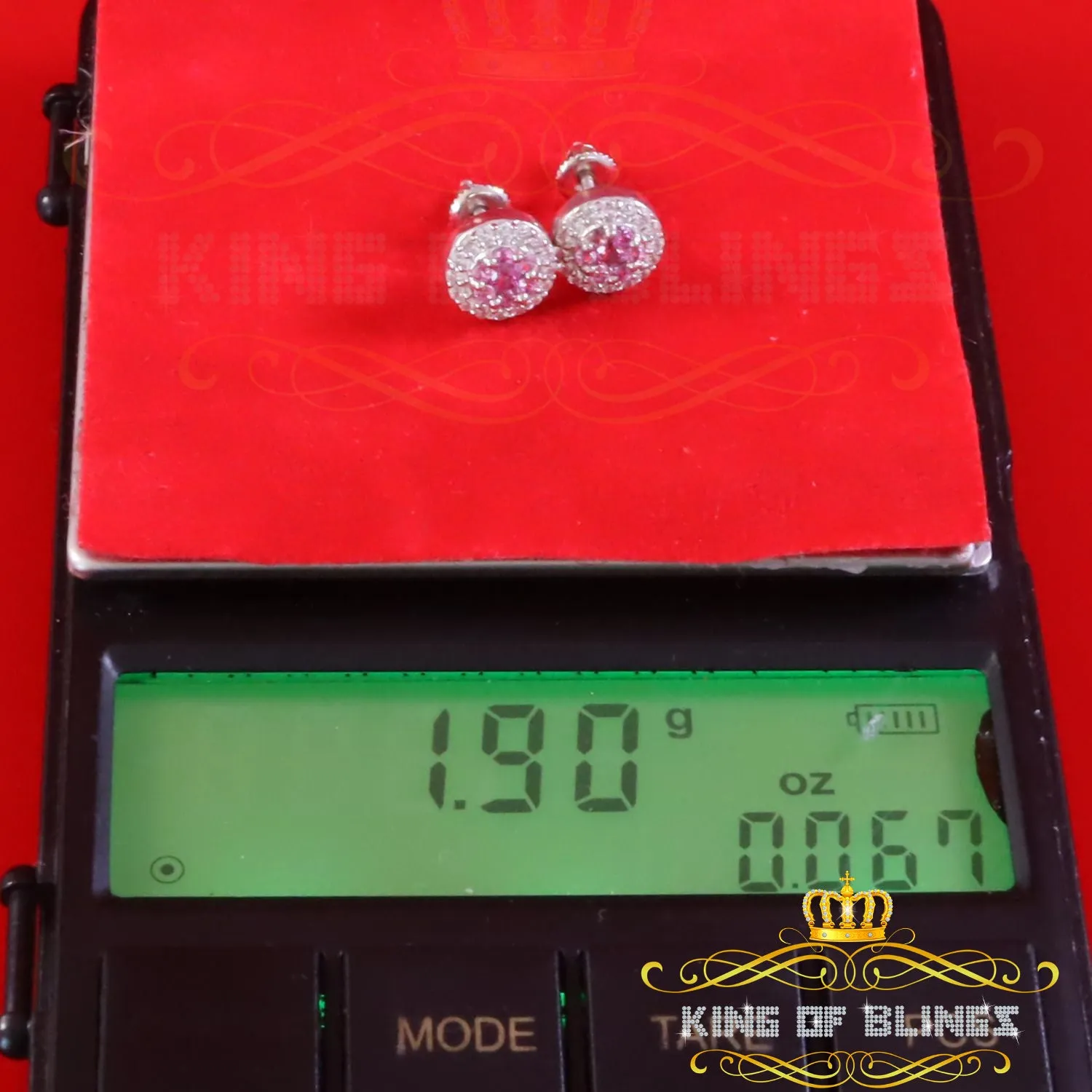 King of Blings- 925 White Starling Silver 0.90ct Cubic Zirconia Women's & Men's Round Earrings