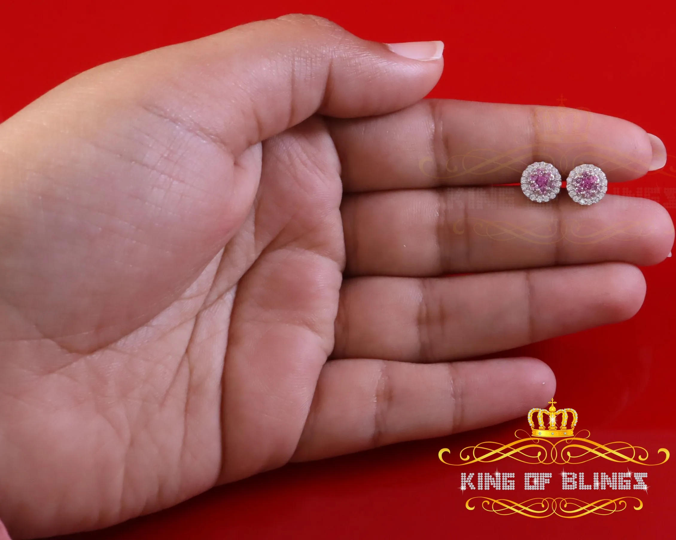 King of Blings- 925 White Starling Silver 0.90ct Cubic Zirconia Women's & Men's Round Earrings
