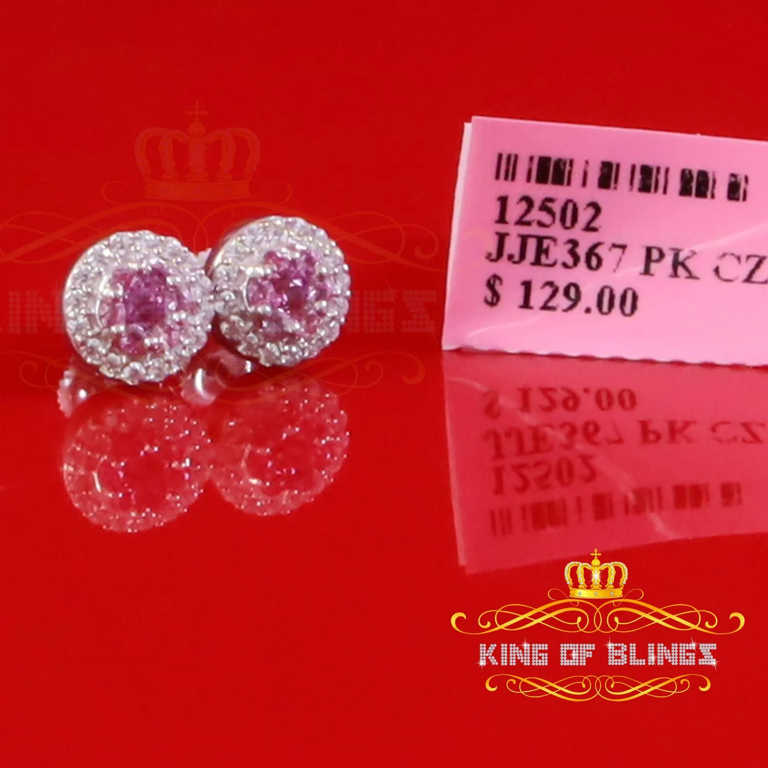 King of Blings- 925 White Starling Silver 0.90ct Cubic Zirconia Women's & Men's Round Earrings