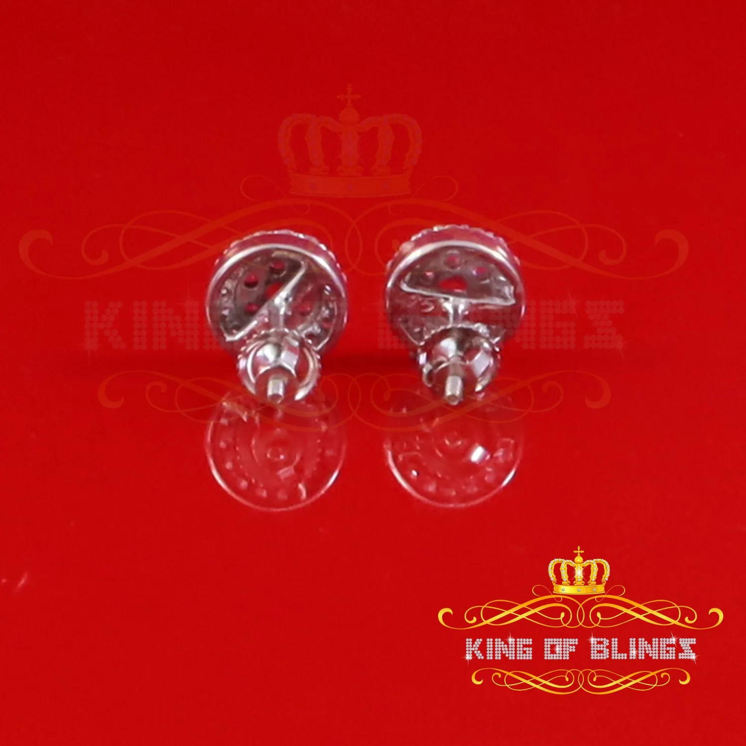 King of Blings- 925 White Starling Silver 0.90ct Cubic Zirconia Women's & Men's Round Earrings