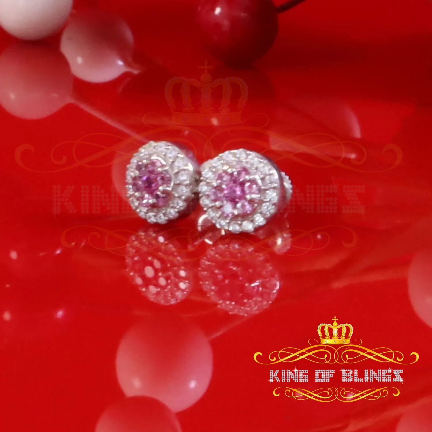King of Blings- 925 White Starling Silver 0.90ct Cubic Zirconia Women's & Men's Round Earrings
