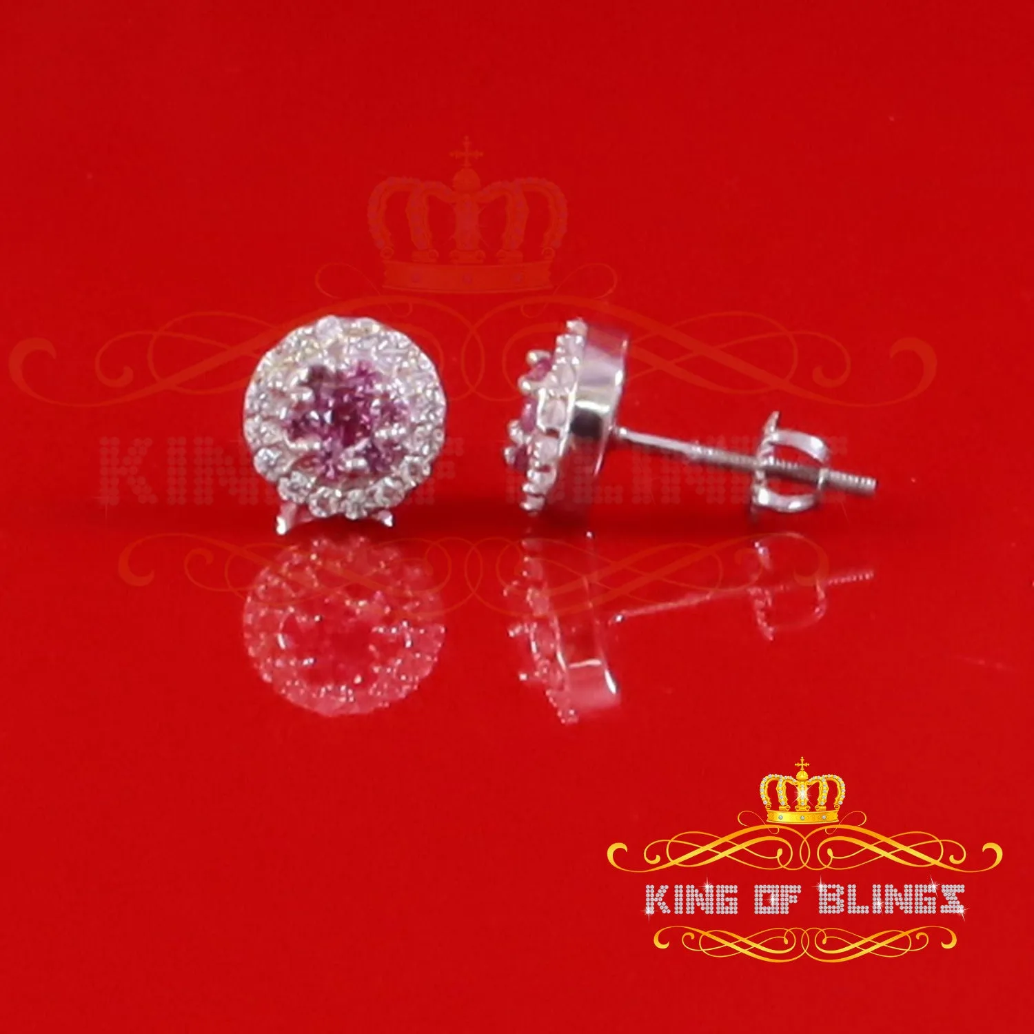 King of Blings- 925 White Starling Silver 0.90ct Cubic Zirconia Women's & Men's Round Earrings